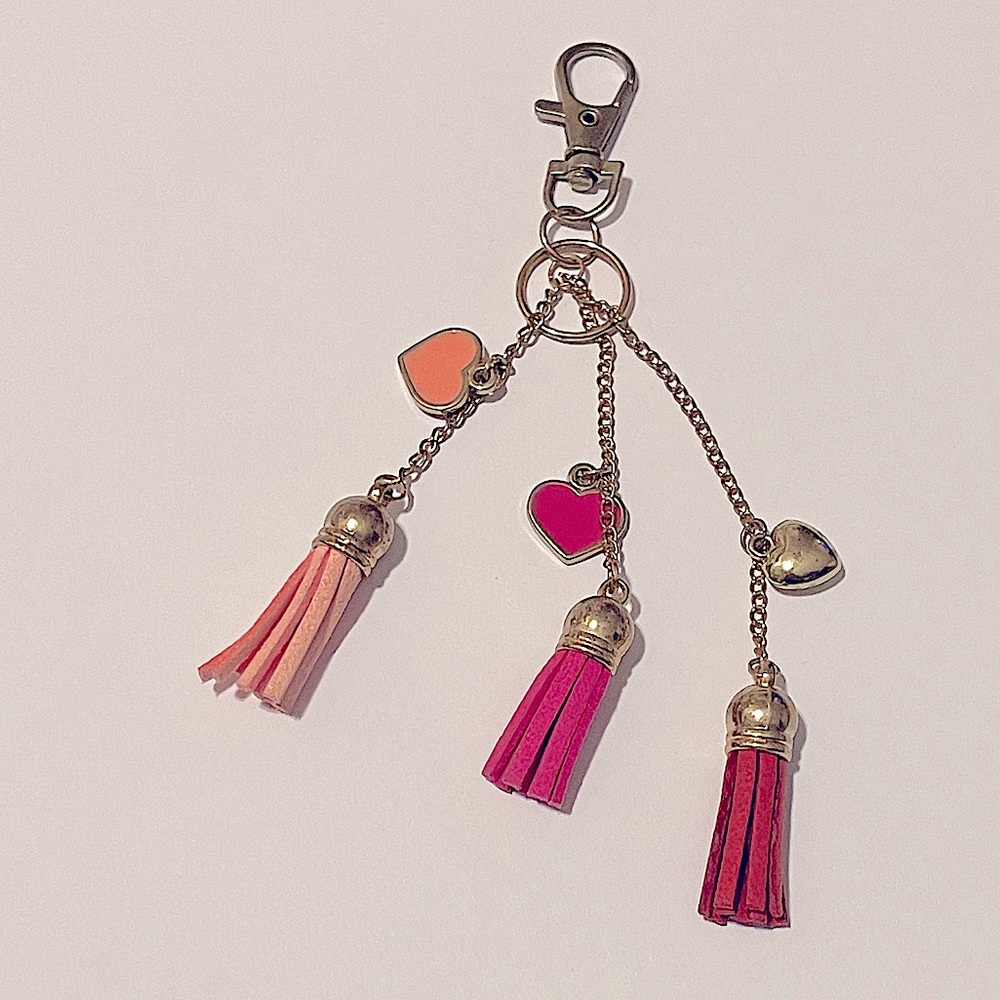 Coach Pink Tassel & Heart Charm Clasp